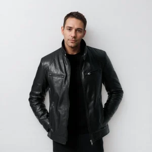 Veste en cuir respirant et sans pli