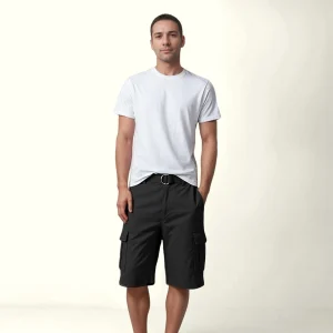 Short cargo en coton avec ceinture