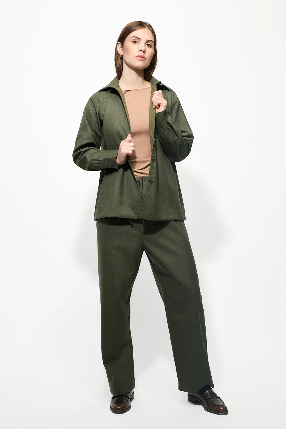 Surchemise Monaco Pied-de-poule Kaki – Image 4