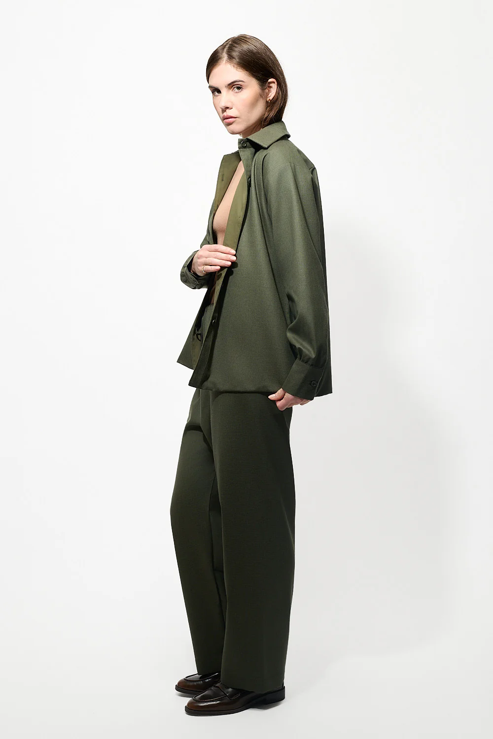 Surchemise Monaco Pied-de-poule Kaki – Image 5