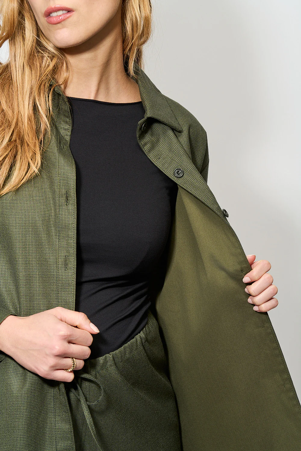 Surchemise Monaco Pied-de-poule Kaki – Image 8