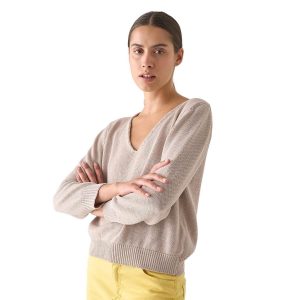 Anneclaire pull trui v-hals dames beige D0964 317 160