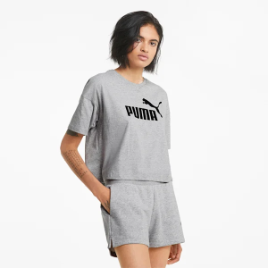 PUMA ESS CROPPED LOGO TEE LIGHT GRAY FEMME