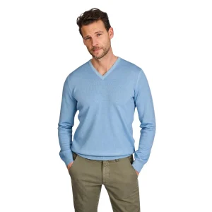 Gran Sasso Hommes pull-over col en v hommes bleu clair
