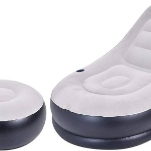 SIEGE GONFLABLE FLOCKED LOUNGER WITH STOOL