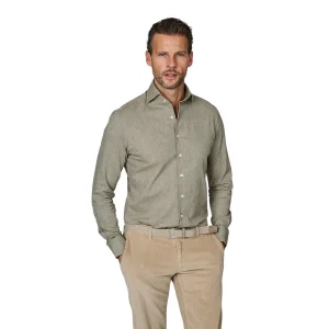 Chemise Profuomo manches longues hommes vert coton - laine
