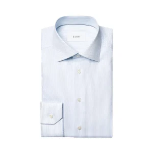 Eton chemise manches longues hommes, bleu clair, coupe étroite