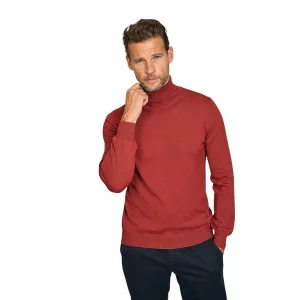 Gran Sasso Hommes pull-over col roulé hommes rouge foncé