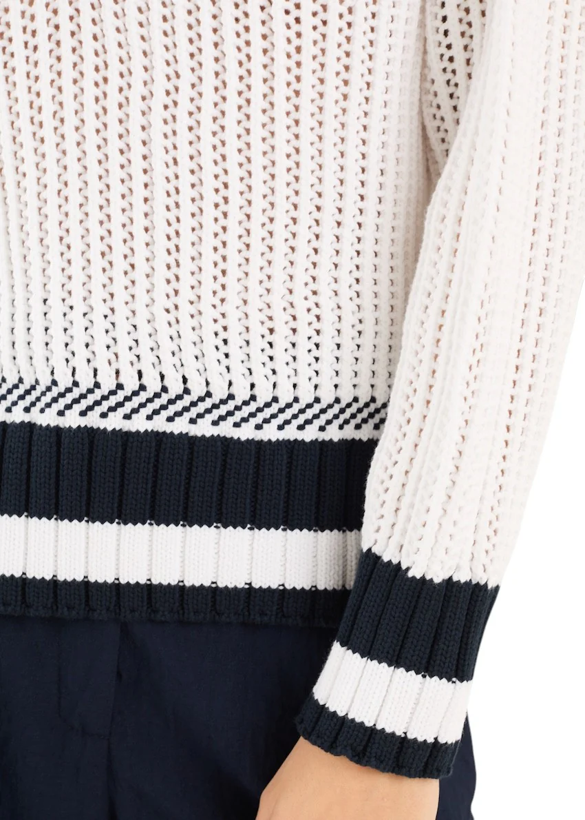 Anneclaire pull-over col en v femmes blanc D1535 383 730 – Image 3