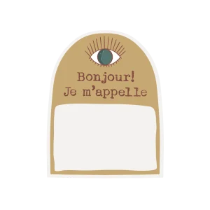 JAUNE Autocollant BONJOUR JE M'APPELLE