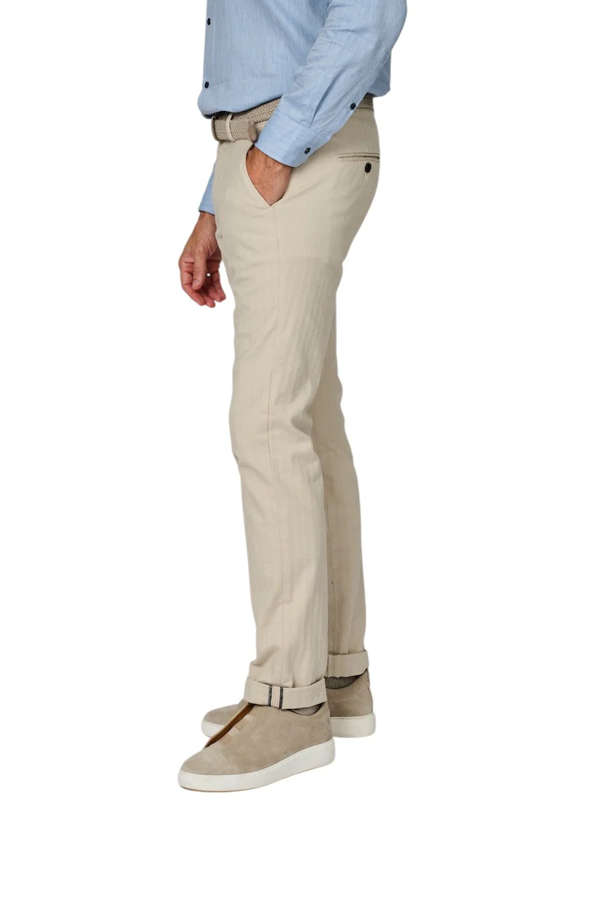 Mason'S Hommes Pantalon sport homme beige CHINO EN COTON/CACHEMIRE - STYLE TORINO – Image 3