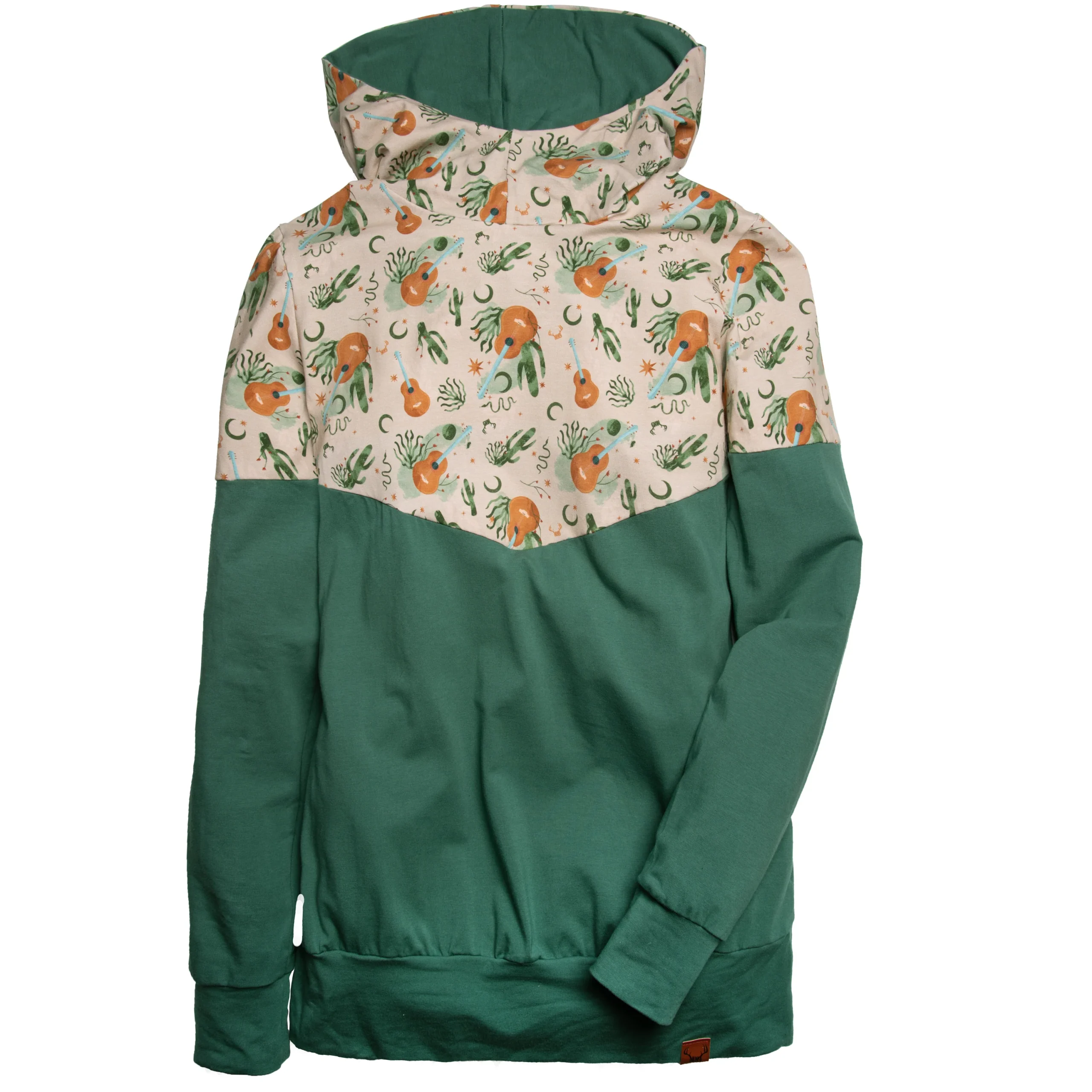 Hoodie de maternité et d'allaitement vert GUITARES en coton biologique 3 en 1 – Image 4