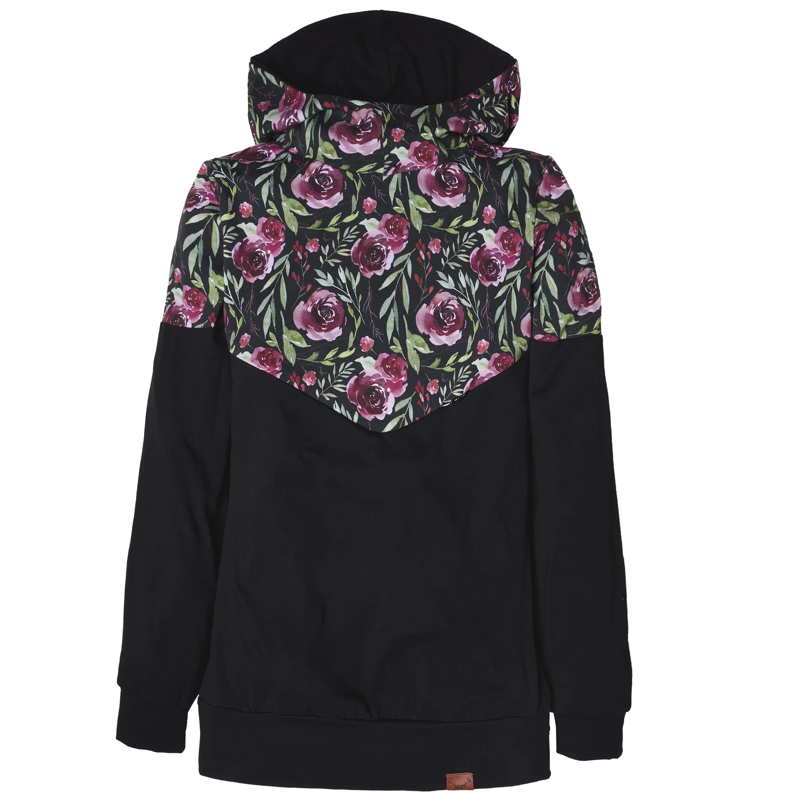 Hoodie de maternité et d'allaitement fleurs BOURGOGNE en coton biologique 3 en 1 (XS à M uniquement) – Image 6