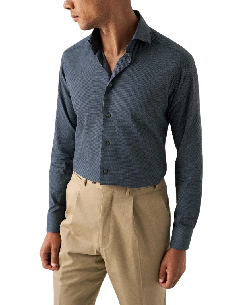 Eton chemise manches longues hommes bleu foncé – Image 3