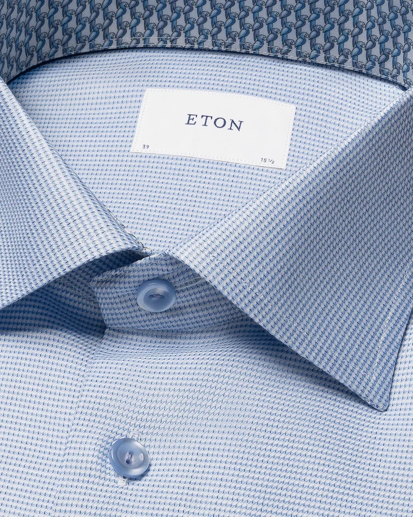 Eton chemise manches longues hommes, bleu clair, coupe étroite – Image 4