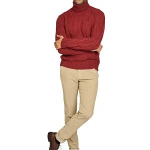 Gran Sasso Hommes pull-over col roulé hommes rouge foncé