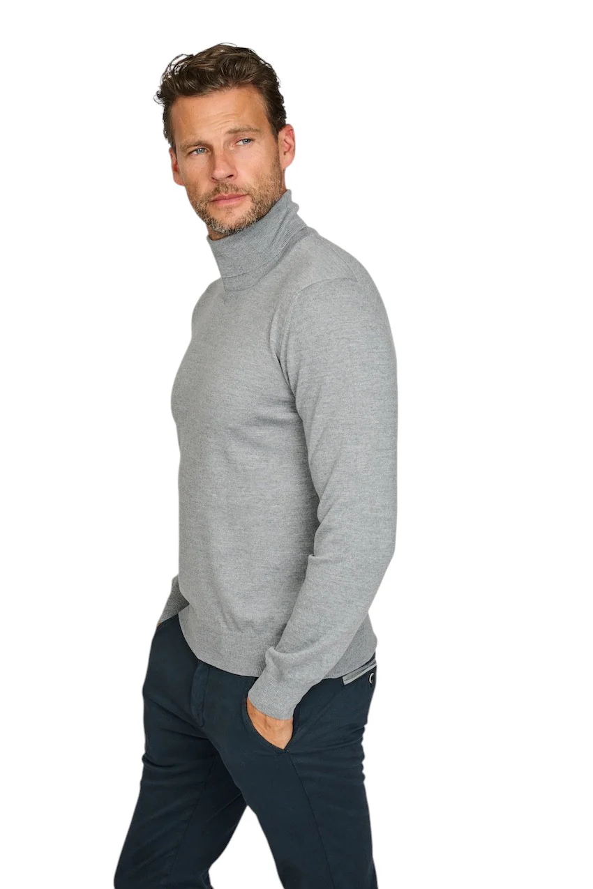 Gran Sasso Hommes pull-over col roulé gris pour hommes – Image 4