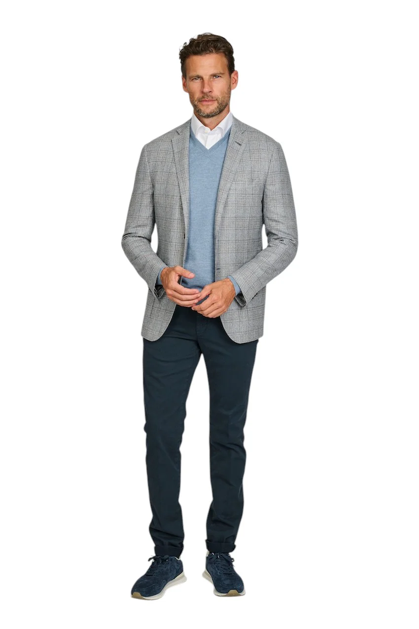 Gran Sasso Hommes pull-over col en v hommes bleu clair – Image 6