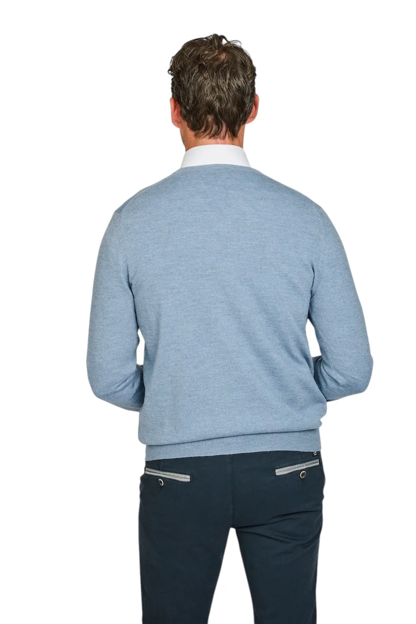 Gran Sasso Hommes pull-over col en v hommes bleu clair – Image 5