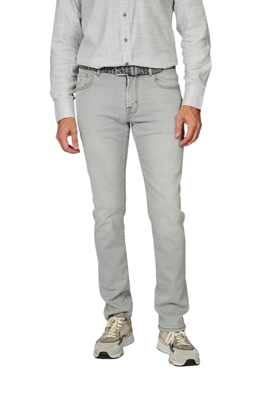 Jacob Cohen Hommes Jeans hommes gris clair SLIM FIT AVEC BARDAGE ZIPPER – Image 3
