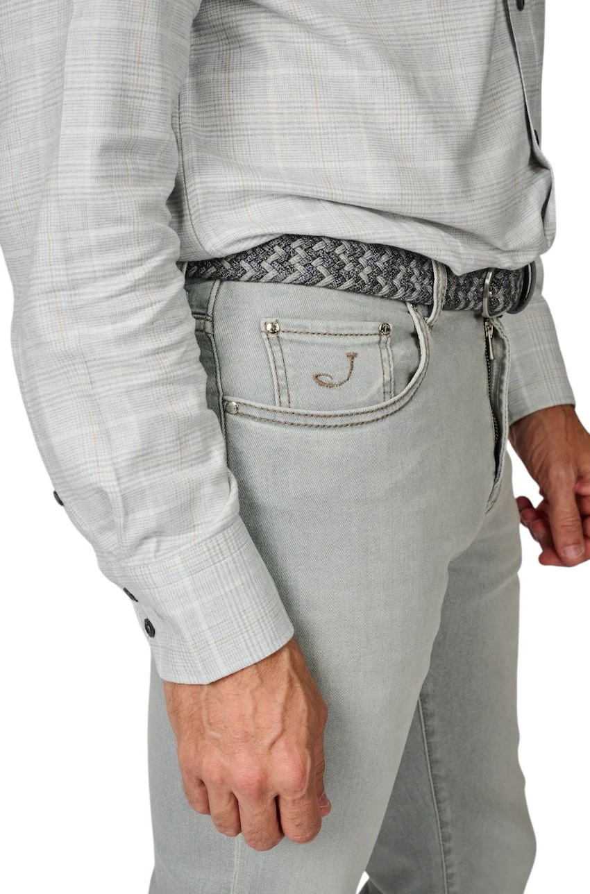 Jacob Cohen Hommes Jeans hommes gris clair SLIM FIT AVEC BARDAGE ZIPPER – Image 5