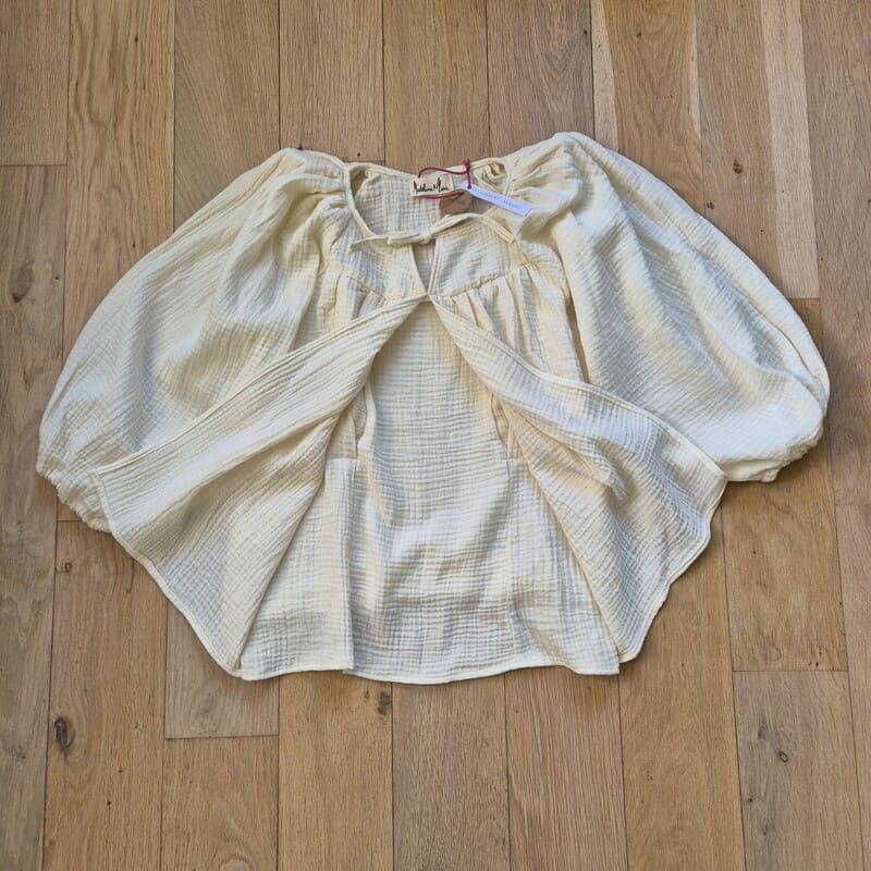 Blouse allaitement – double gaze écrue manches bouffantes – Image 3