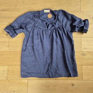 Blouse allaitement – gaze de coton Oekotex – bleu indigo pois dorés
