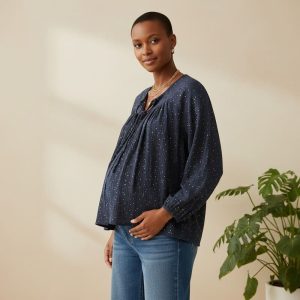 Blouse allaitement – gaze de coton Oekotex Noir