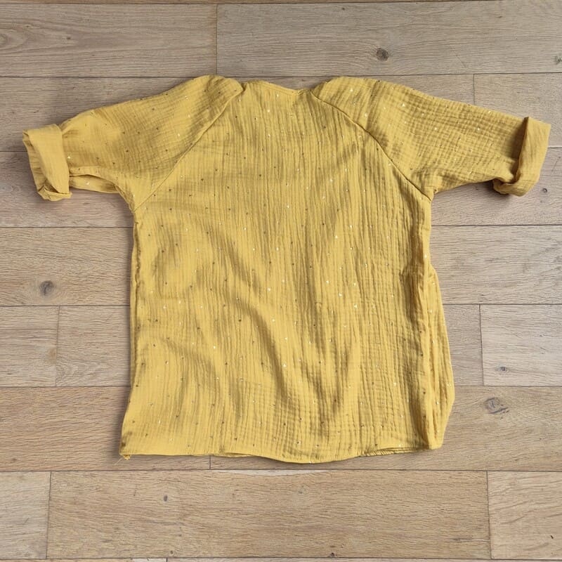 Blouse allaitement – double gaze de coton moutarde plumettes dorées – Image 4
