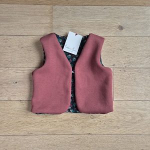 Gilet de berger réversible bébé, imprimé fleurs vertes