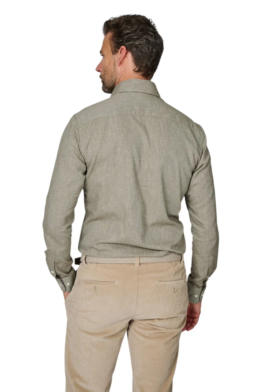 Chemise Profuomo manches longues hommes vert coton - laine – Image 6