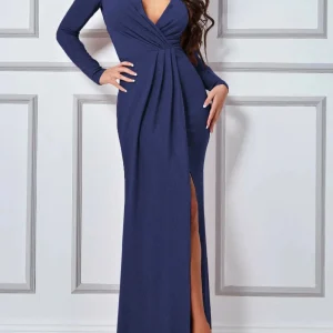 Robe d'allaitement maxi Marine - Elégance Sublime