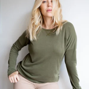 T-shirt d'allaitement Manches Longues / Haut de pyjama d'allaitement LOUNGE Olive Branch