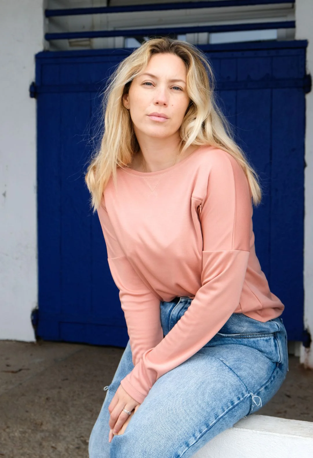 T-shirt d'allaitement Manches Longues / Haut de pyjama d'allaitement LOUNGE Vieux Rose – Image 5