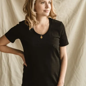 T-shirt de maternité et d'allaitement NOIR en coton biologique 3 en 1