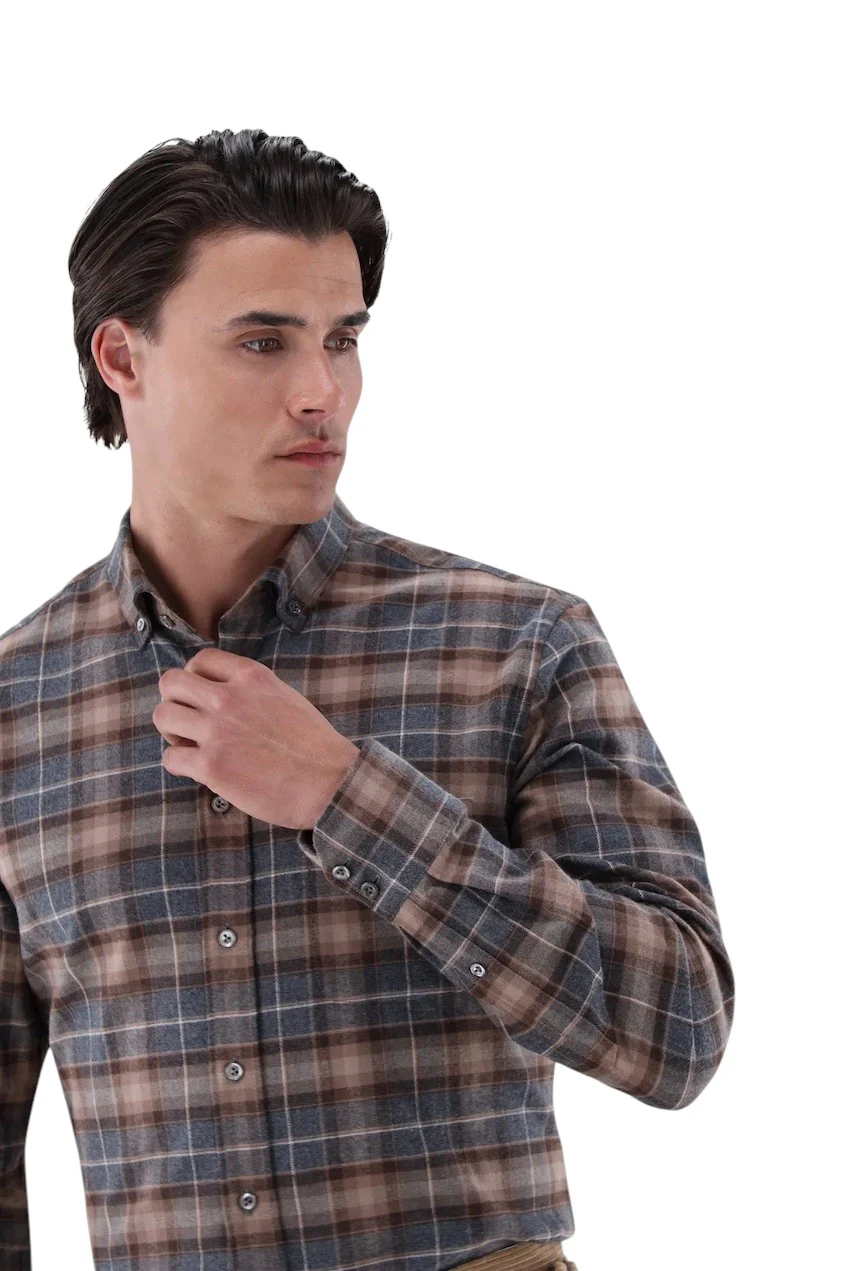 Van Laack Hommes chemise manches longues hommes marron ROY-TF. – Image 3