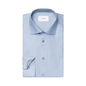 Eton chemise manches longues hommes, bleu clair, coupe étroite