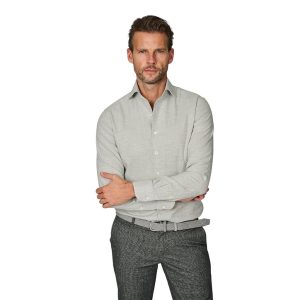 Chemise Profuomo manches longues hommes coton gris - laine