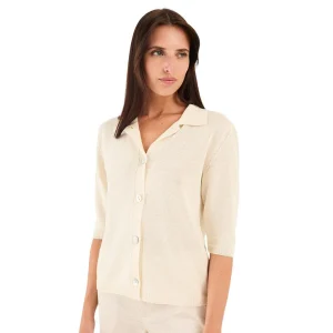 Anneclaire} gilet femme ecru D1506 317 001