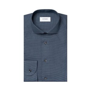 Eton chemise manches longues hommes bleu foncé