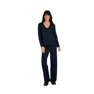 Gran Sasso Femmes pull-over col en v marine pour femmes