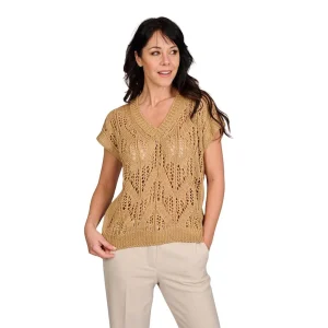Gran Sasso Femmes pull-over col en v dames camel