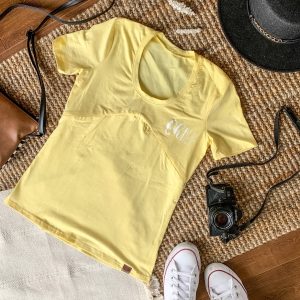 XSMALL - JAUNE t-shirt 3 en 1 maternité, allaitement, postpartum - Démo ( réf #313 )