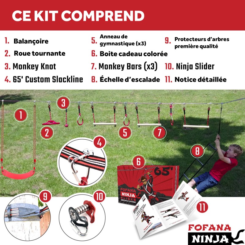 NINJA LINE – KIT SLACKLINE OBSTACLES 45 PIECES – Image 4